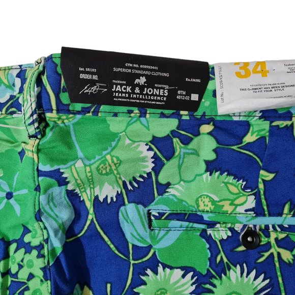 jack and jones men's shorts in green - Picture 3 of 4